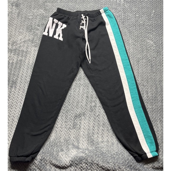 Victoria's Secret Pants - Victoria's Secret PINK Jogger Sweatpants Women's Size‎ Small Black Turquoise